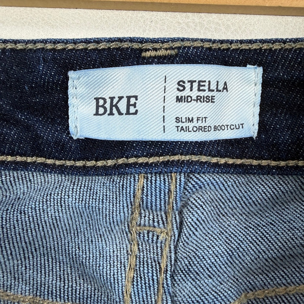BKE Stella Mid Rise Slim Fit Tailored Bootcut 27x32.5 Womens Jeans Dark Wash - Picture 2 of 13